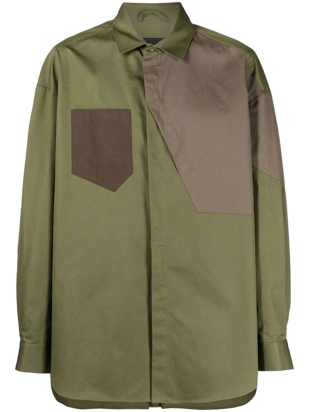 

Neil Barrett camisa de manga larga con diseño patchwork - Verde