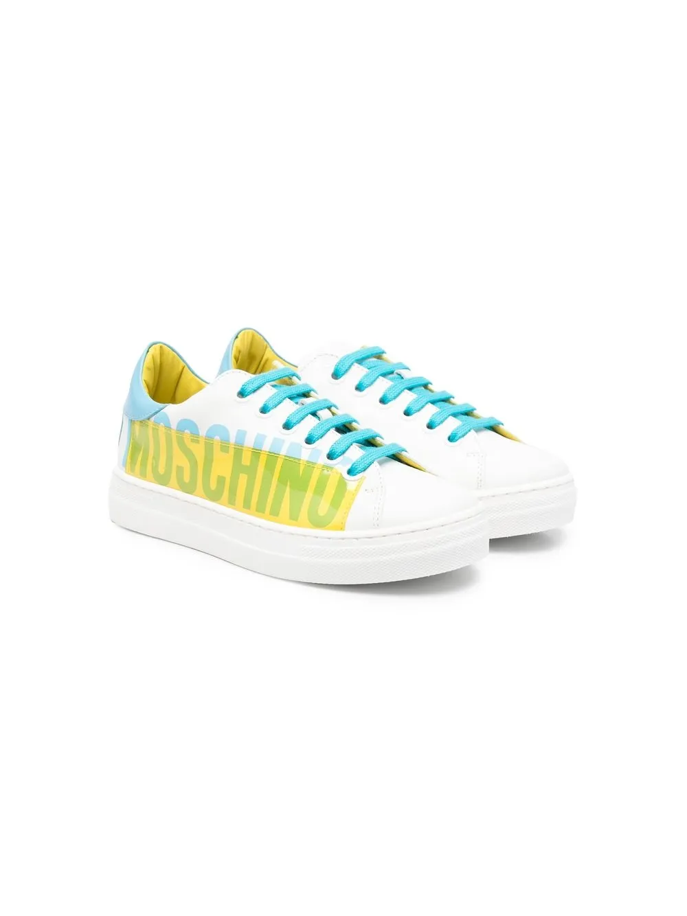 

Moschino Kids tenis bajos con franjas del logo - Blanco