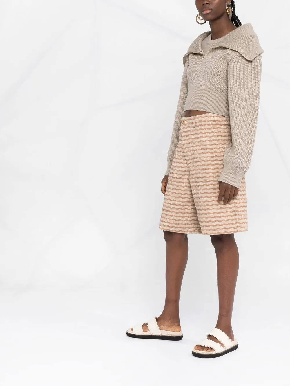 Jacquemus La Maille Risoul Ribbed-knit Jumper In Nude
