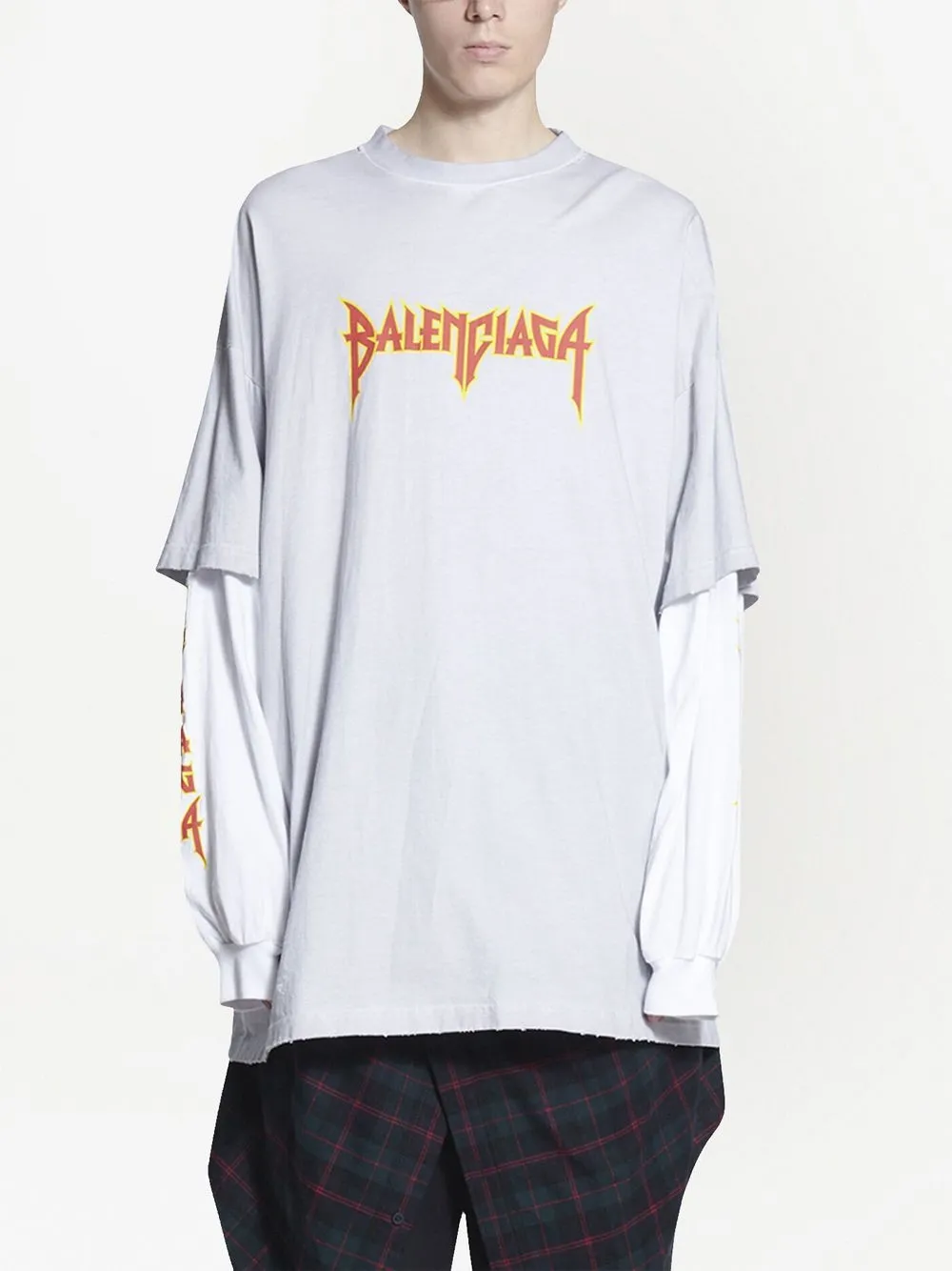 Shop Balenciaga Metal Double-sleeves T-shirt In White