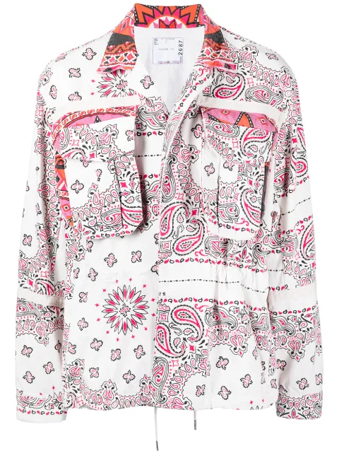 sacai chamarra  con estampado de cachemira