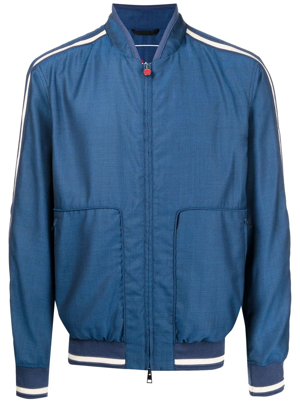 

Kiton chamarra bomber con ribete de rayas - Azul