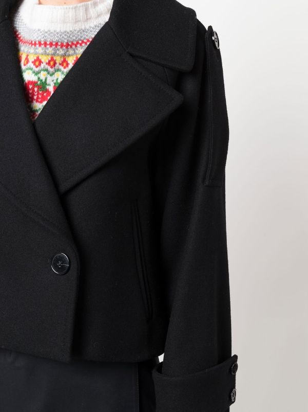 Cropped pea coat on sale womens