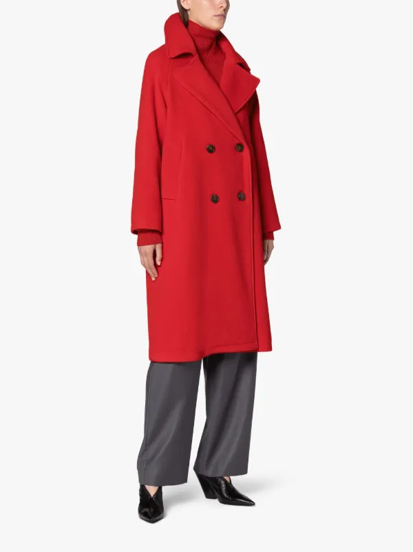 ROBINA Red Virgin Wool Blend Double Breasted Coat
