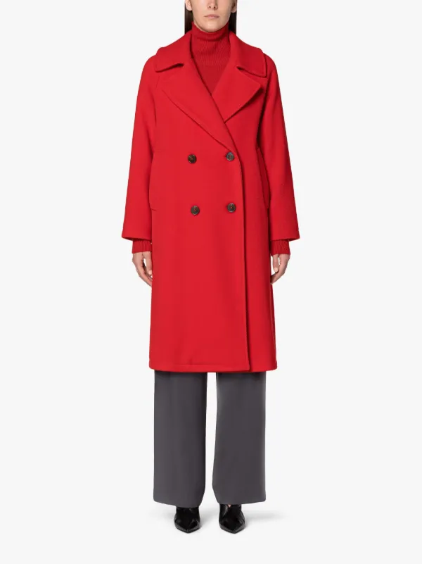 ROBINA Red Virgin Wool Blend Double Breasted Coat