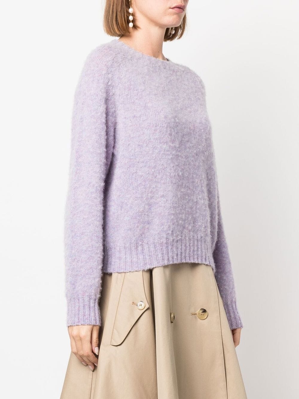 Shop Mackintosh Kennedi Wool Crew-neck Jumper In Purple