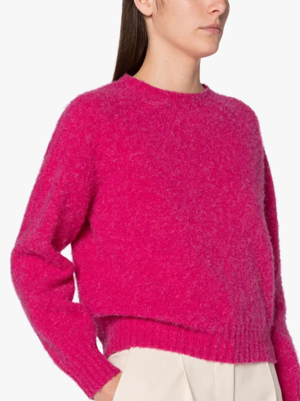 KENNEDI Fuchsia Green Wool Crewneck Sweater