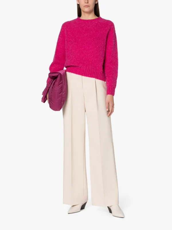 KENNEDI Fuchsia Green Wool Crewneck Sweater