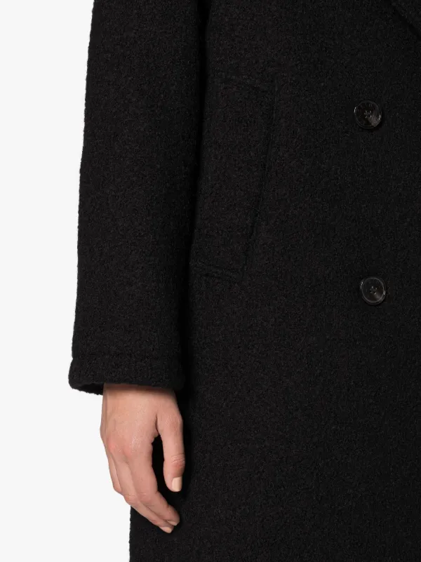 ROBINA Navy Virgin Wool Blend Double Breasted Coat
