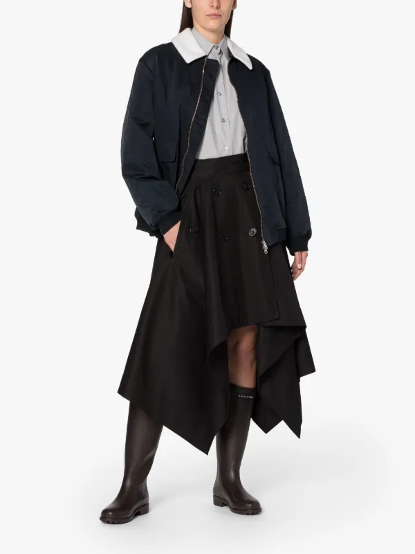 CECILA Black Gabardine Cotton Skirt