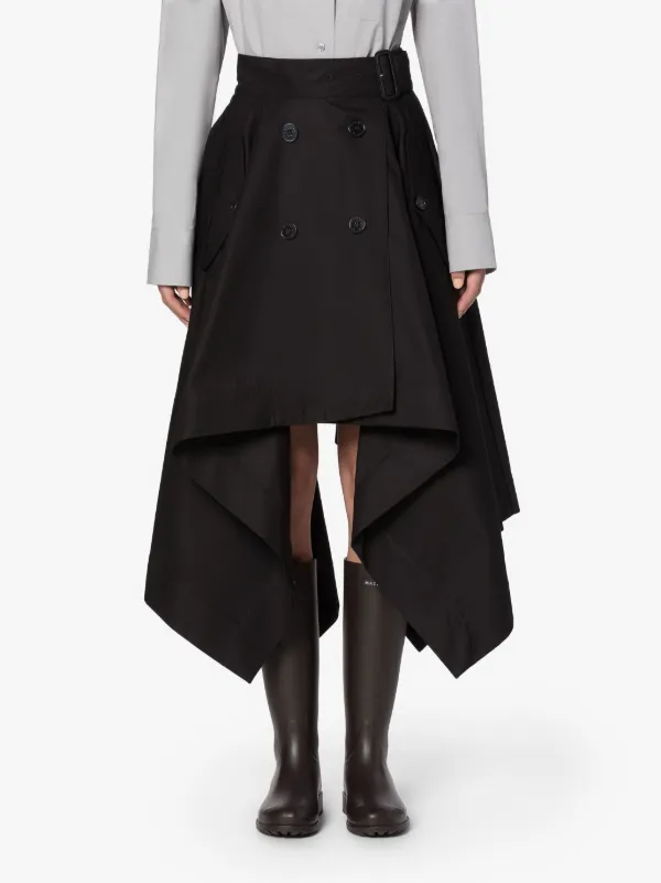 CECILA Black Gabardine Cotton Skirt
