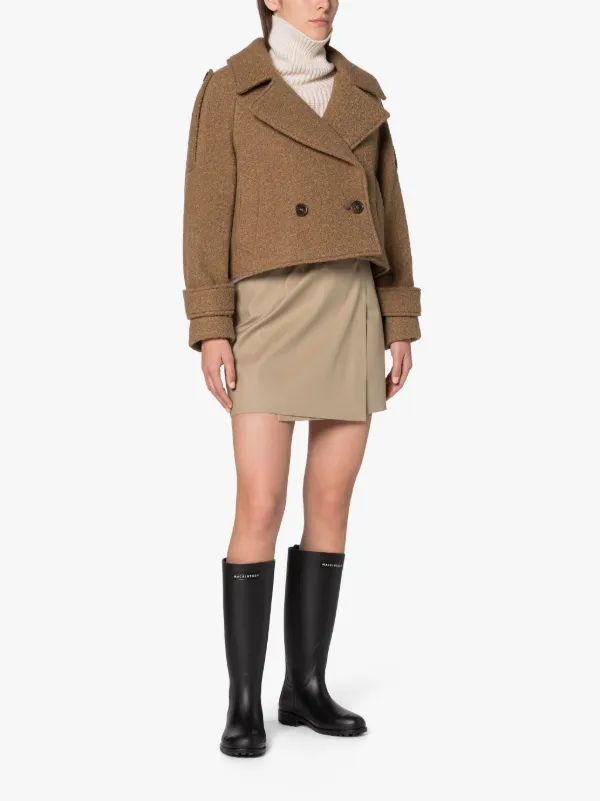 KIRSTEE Beige Wool Cropped Pea Coat