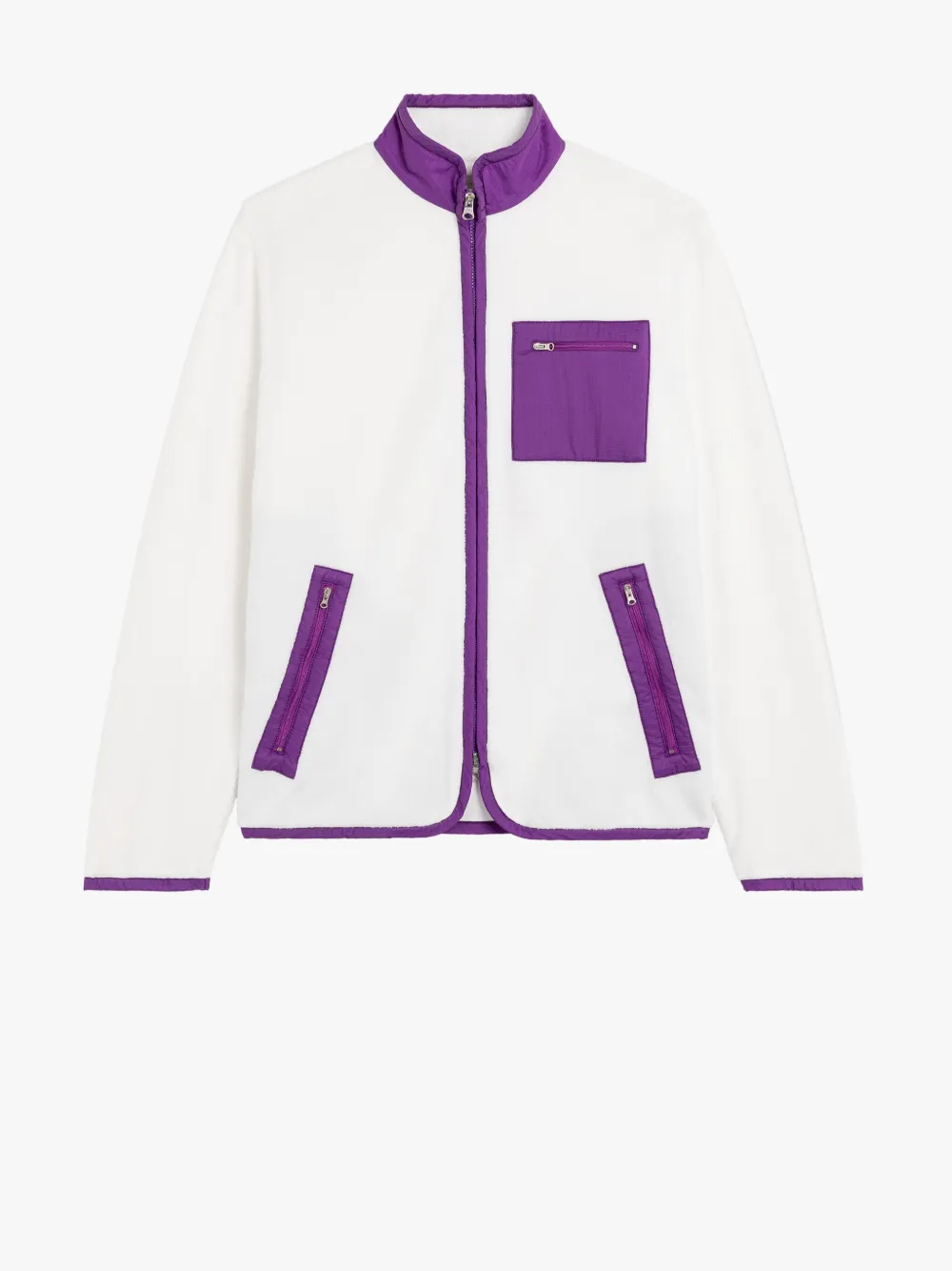 Purple \u0026 White Zip-Up Fleece Jacket 