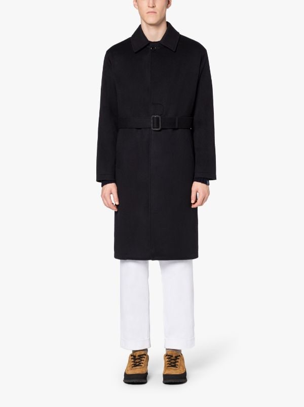 MILAN Navy Wool & Cashmere Single-Breasted Trench Coat