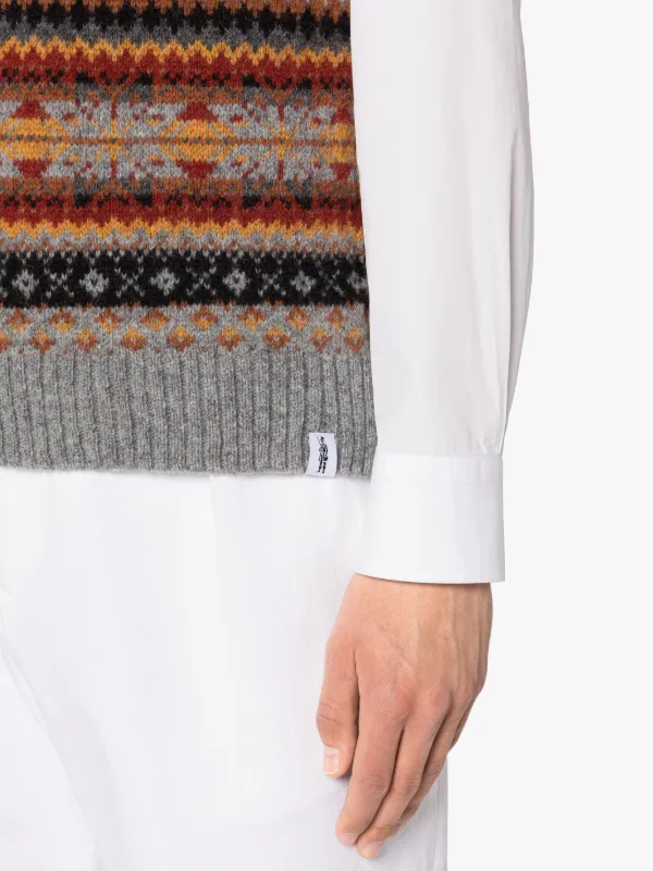 BURN TANK Medium Grey Wool Fair Isle Vest