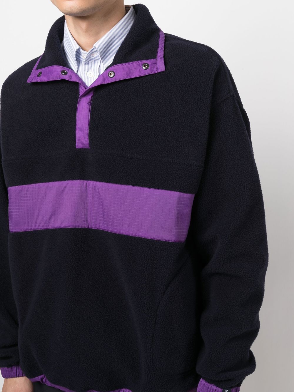 Shop Mackintosh Two-tone Fleece Windbreaker In Blue