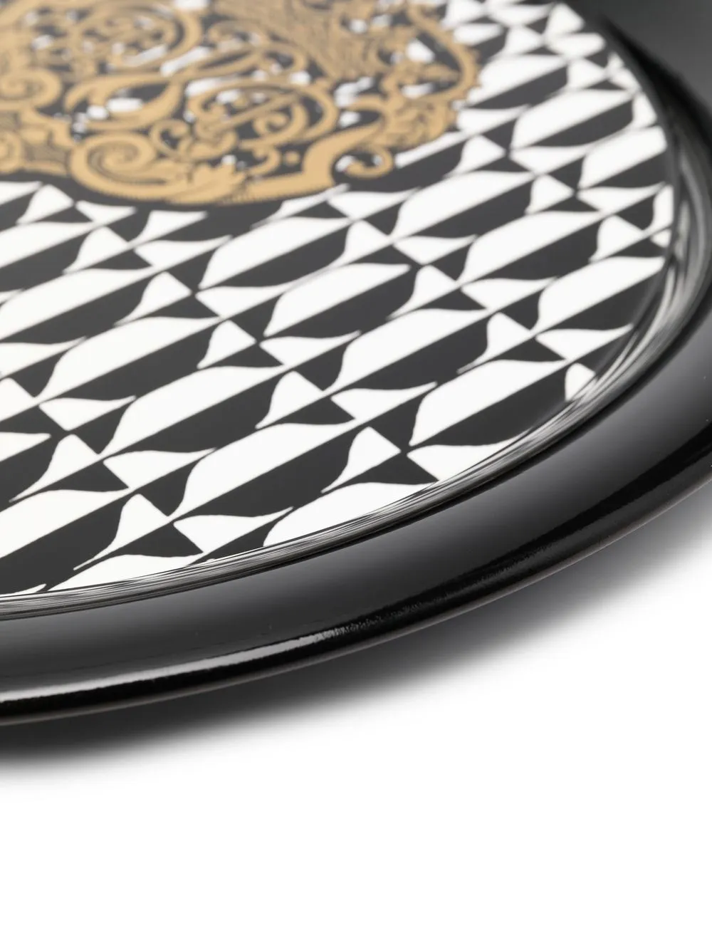 Fornasetti Key-print Geometric-pattern Tray In Black