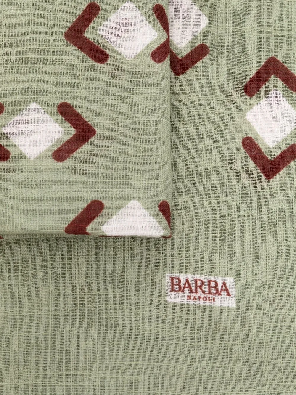  Barba Schal Mit Geometrischem Print   Grün 