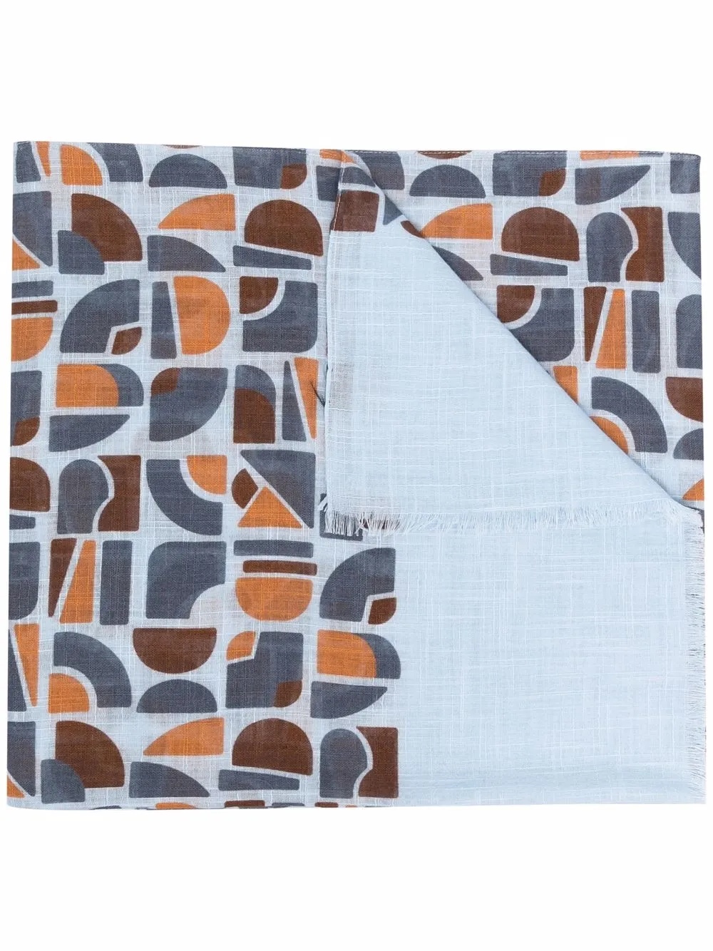 

Barba geometric-print cotton scarf - Blue