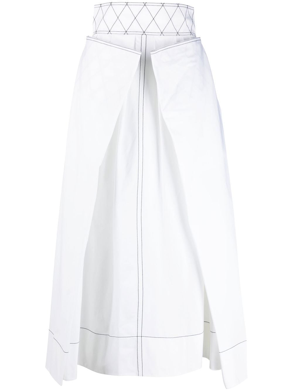 

Tory Burch falda midi acampanada con costuras en contraste - Blanco