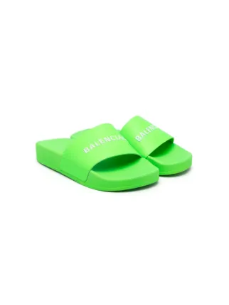 Balenciaga Kids logo embossed Slides Green FARFETCH IL