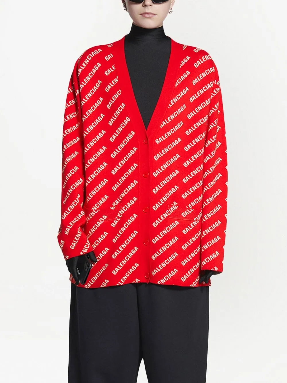 Balenciaga AllOver Logo Cardigan  Neiman Marcus