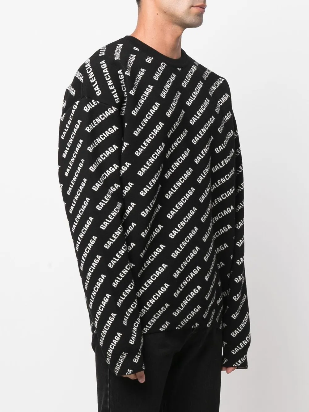  Balenciaga Pullover Mit Intarsienmuster   Schwarz 