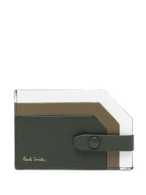 Paul Smith NEON BLUE MONEY CLIP Wallet 8x Credit Card Billfold Taupe/Blue 