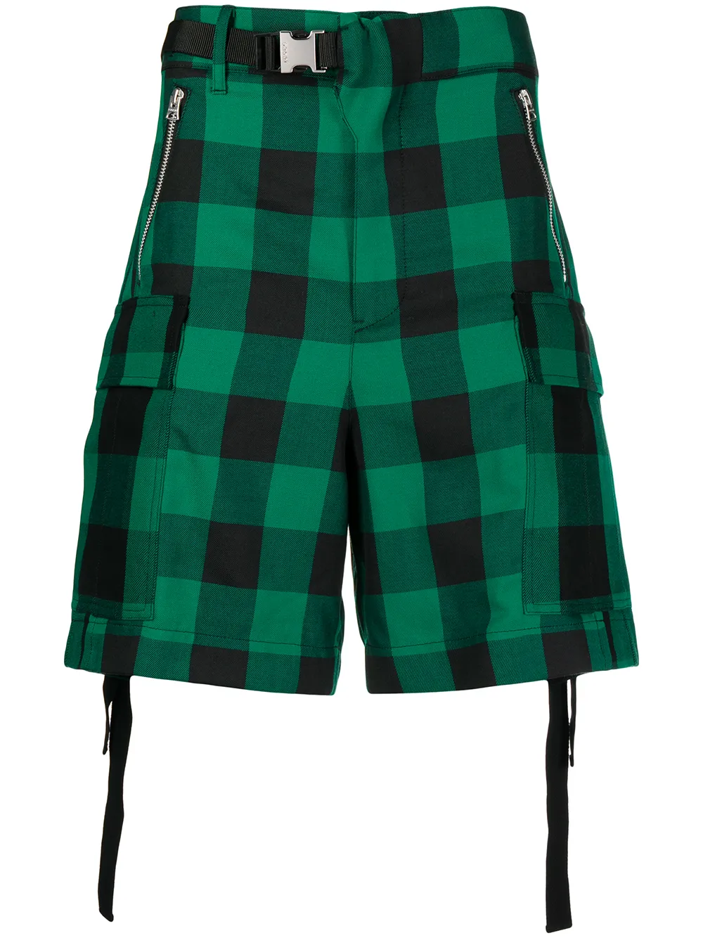 

sacai bermudas acampanadas con cuadros estampados - Verde