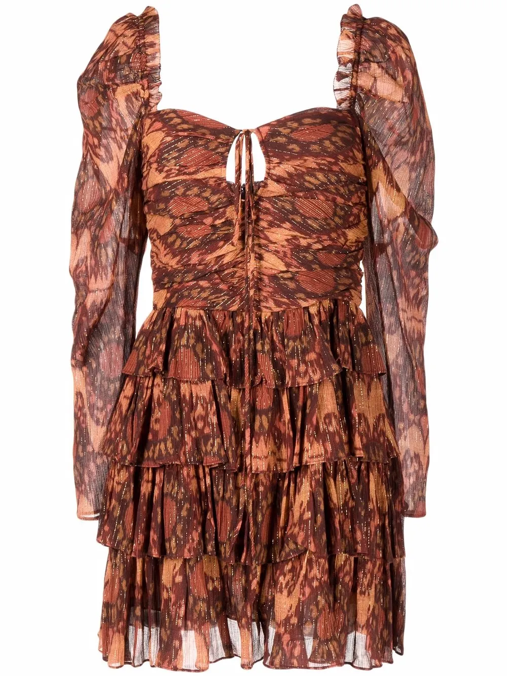 Ulla Johnson vestido estampado a capas - Marrón