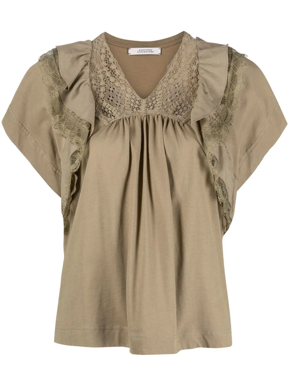 

Dorothee Schumacher flutter sleeve crochet lace top - Brown