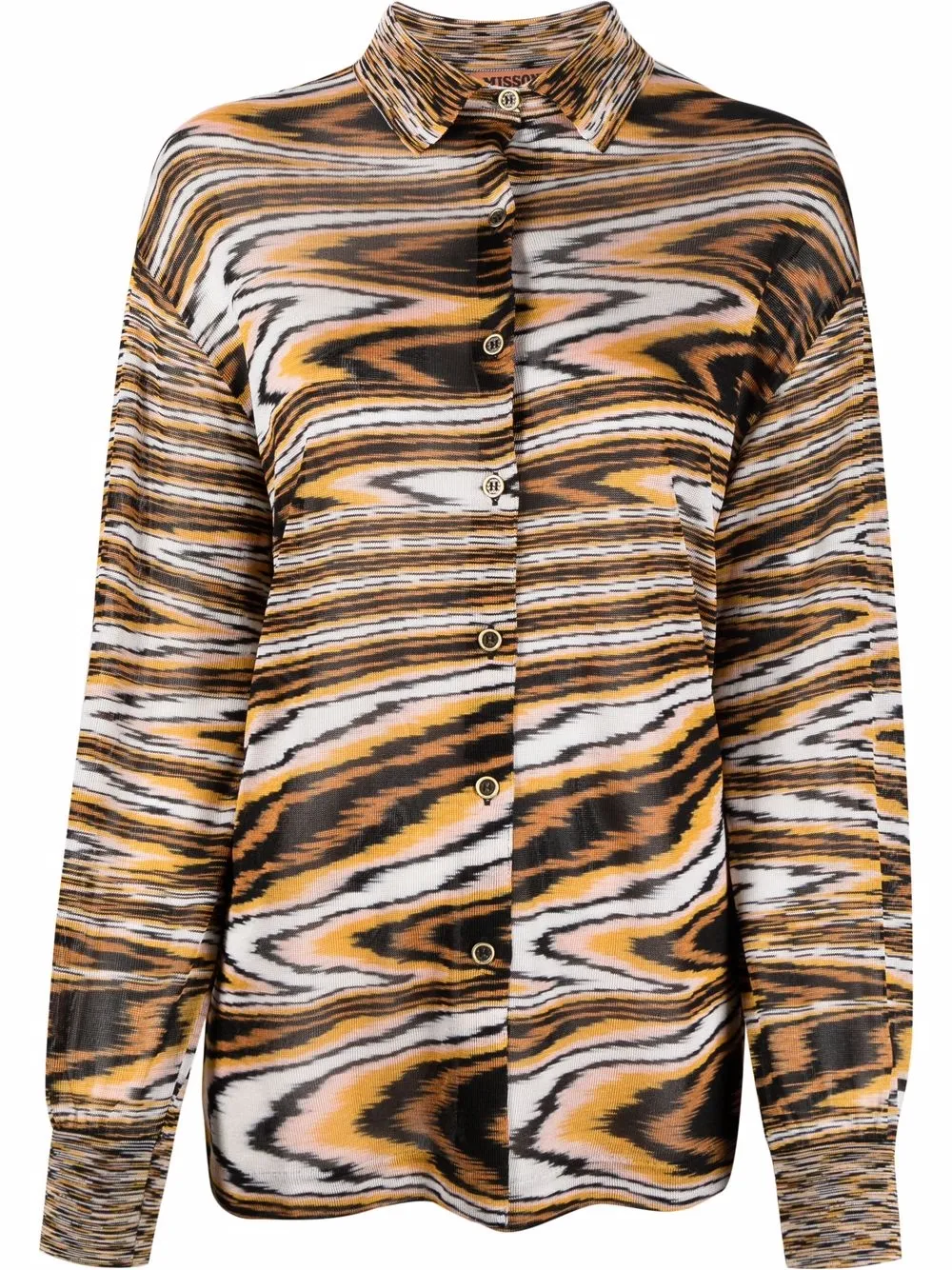 abstract-pattern knitted long-sleeve shirt