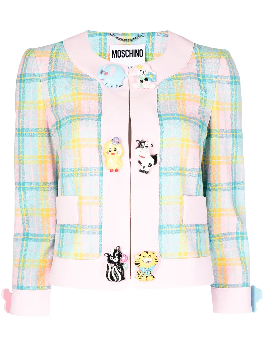 

Moschino blazer a cuadros con detalle de animal - Multicolor