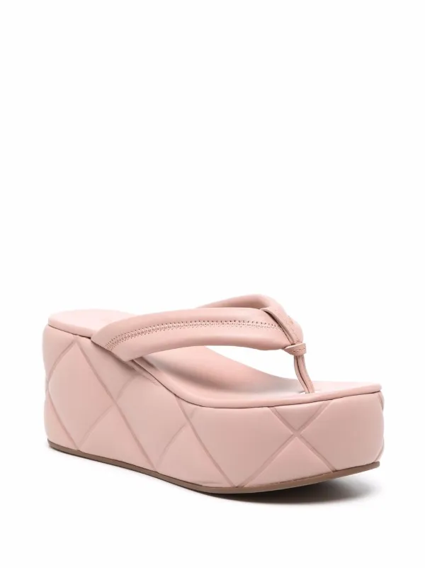 white quilted platform sandals
