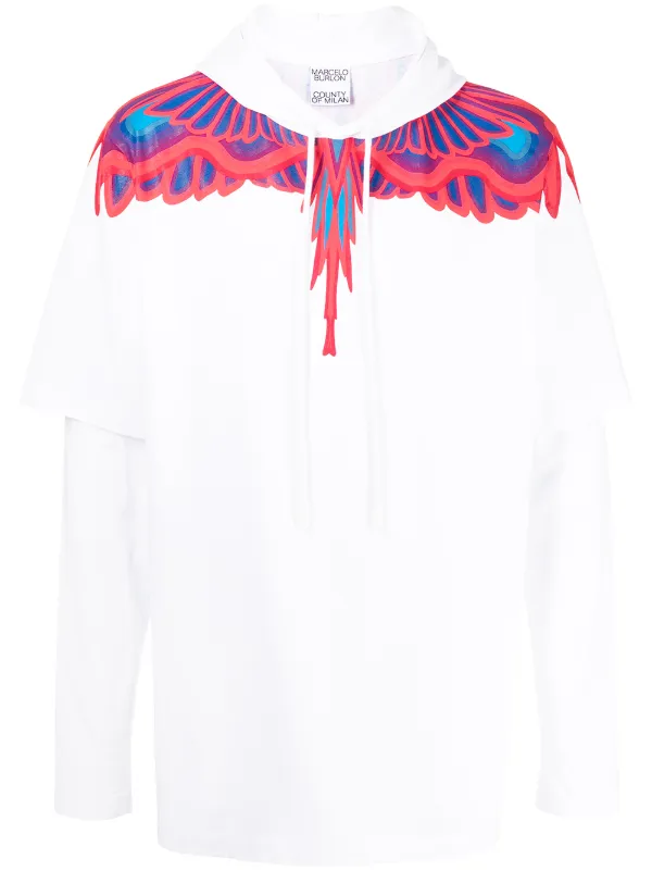 Marcelo Burlon County of Milan プリント パーカー Marcelo Burlon County Of Milan フェザープリント パーカー