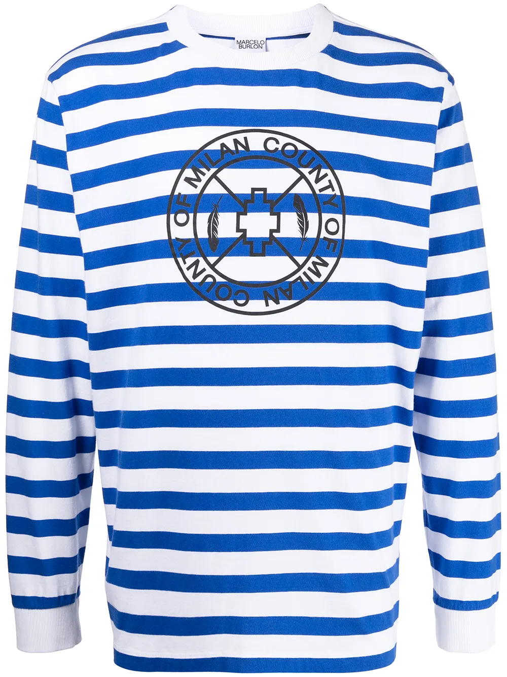 

Marcelo Burlon County of Milan playeras con rayas estampadas y logo - Blanco