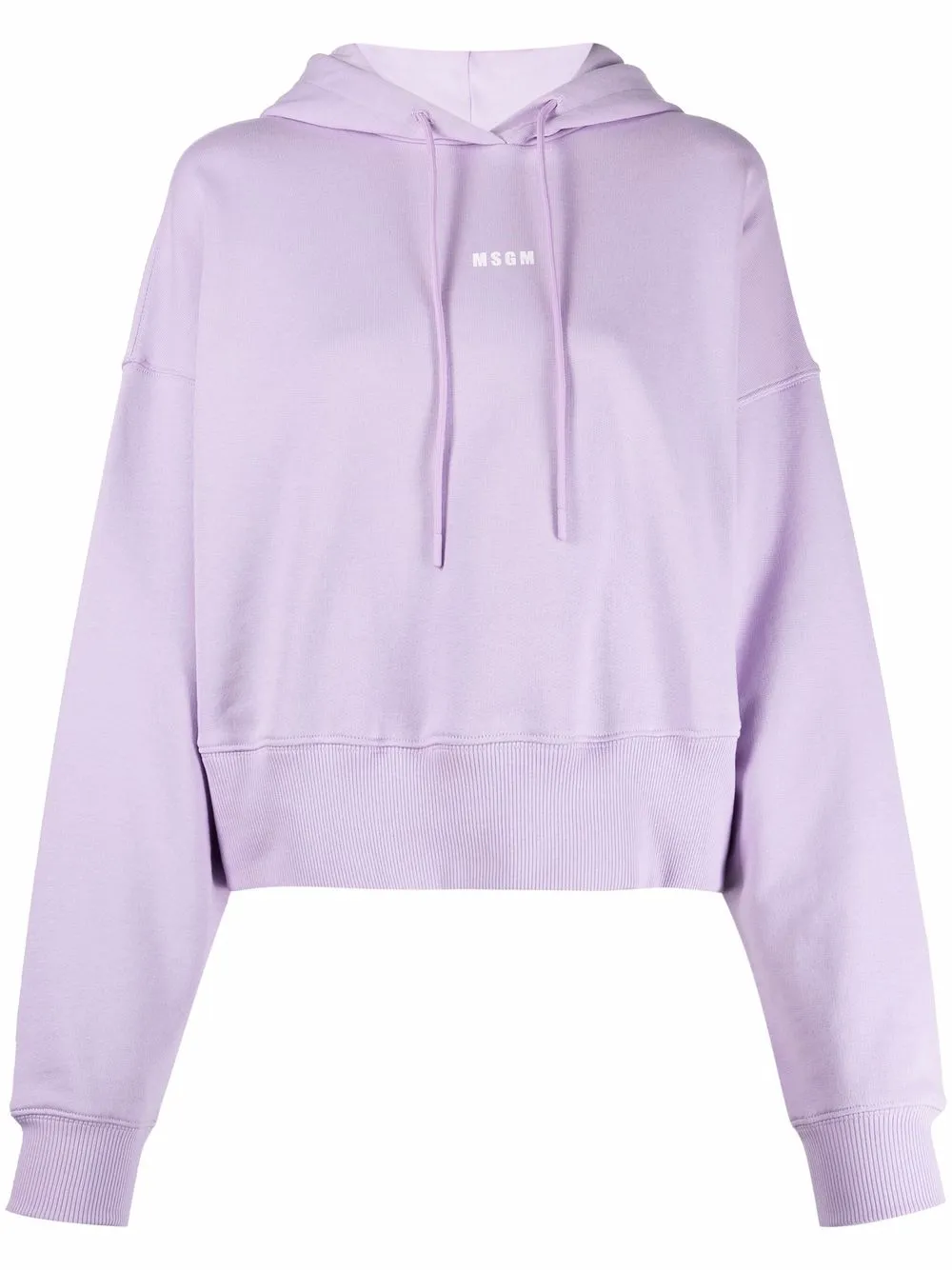 

MSGM cropped logo-print hoodie - Purple