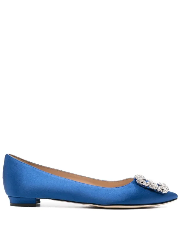 MANOLO BLAHNIK フラット HANGISI ハンギシ 34 ブルー Manolo Blahnik Hangisi フラットシューズ | ブルー | FARFETCH JP