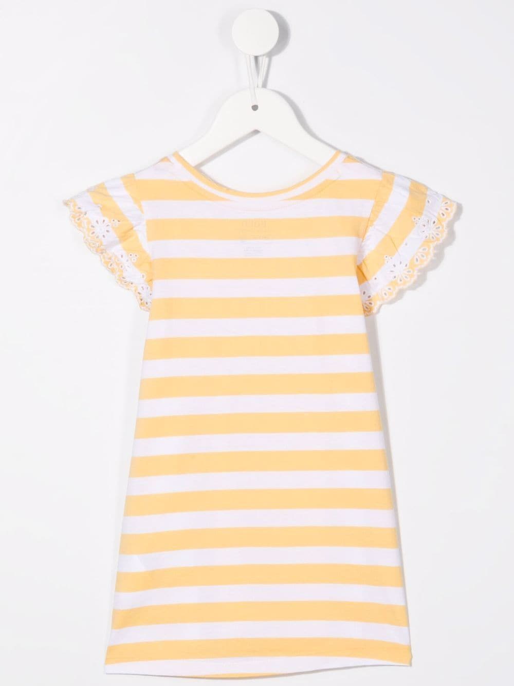 Ralph Lauren Kids Gestreepte T-shirtjurk - Geel