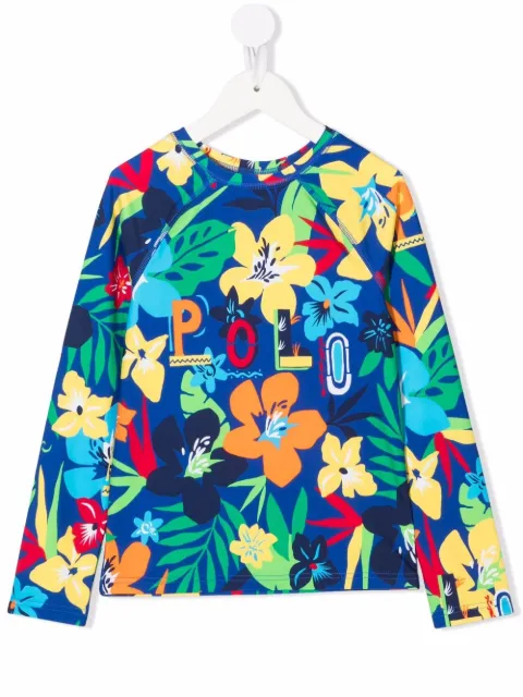 POLO RALPH LAUREN KIDS vibrant floral logo T-shirt
