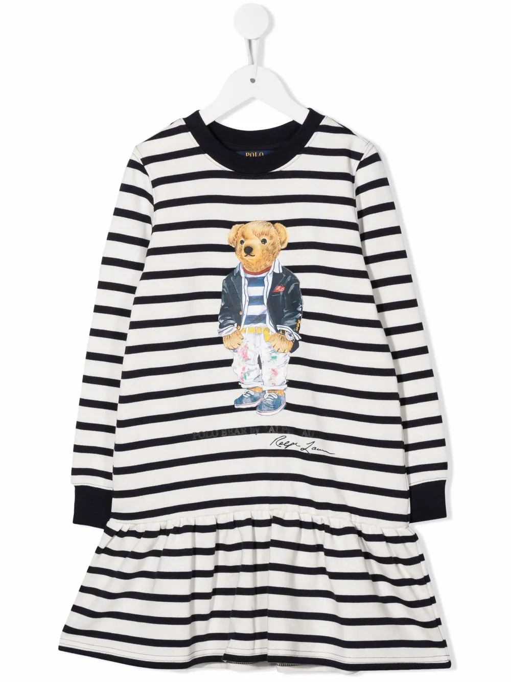 

Ralph Lauren Kids vestido con motivo Polo Bear - Blanco