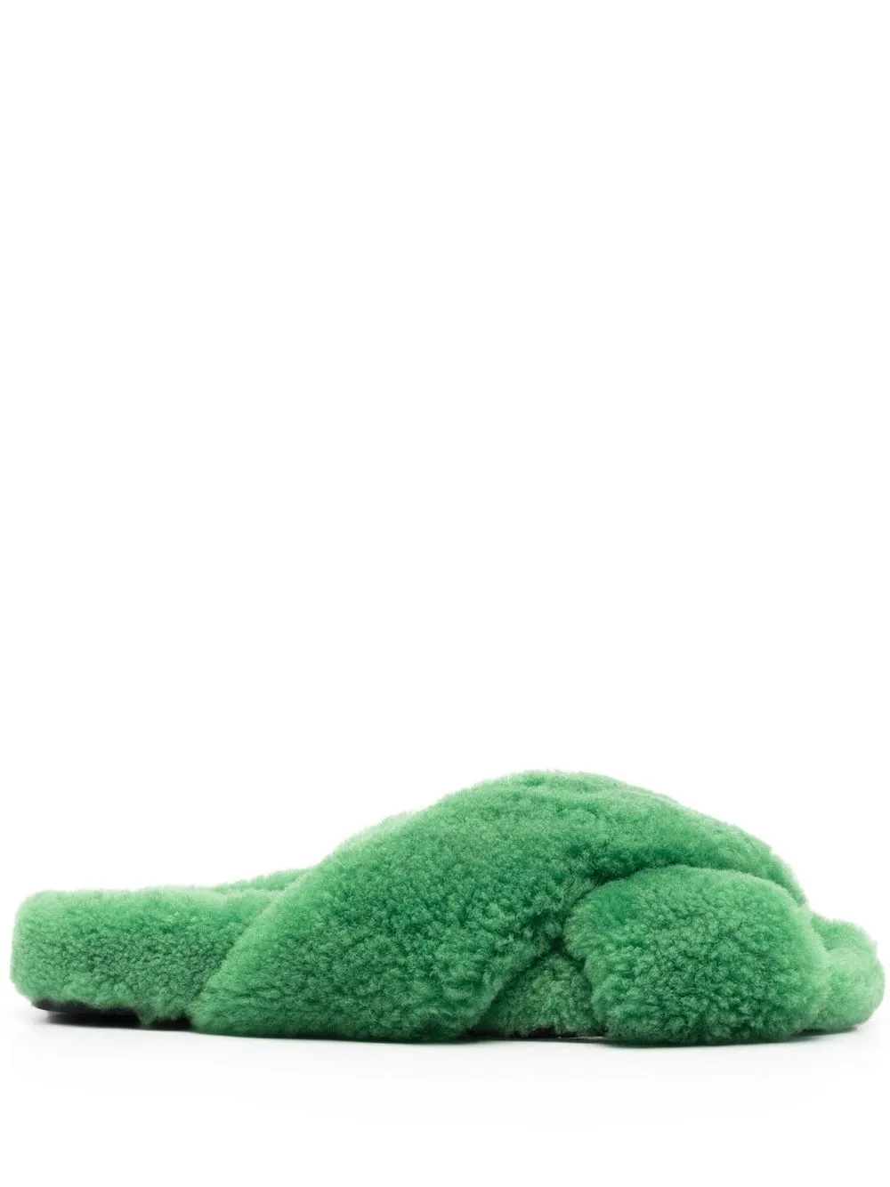 

Dorothee Schumacher shearling crossover-strap slippers - Green