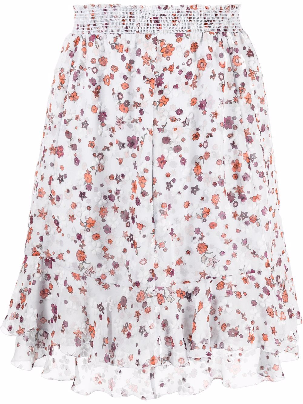 Shop Dorothee Schumacher Floral-print Ruffle Skirt In Grey
