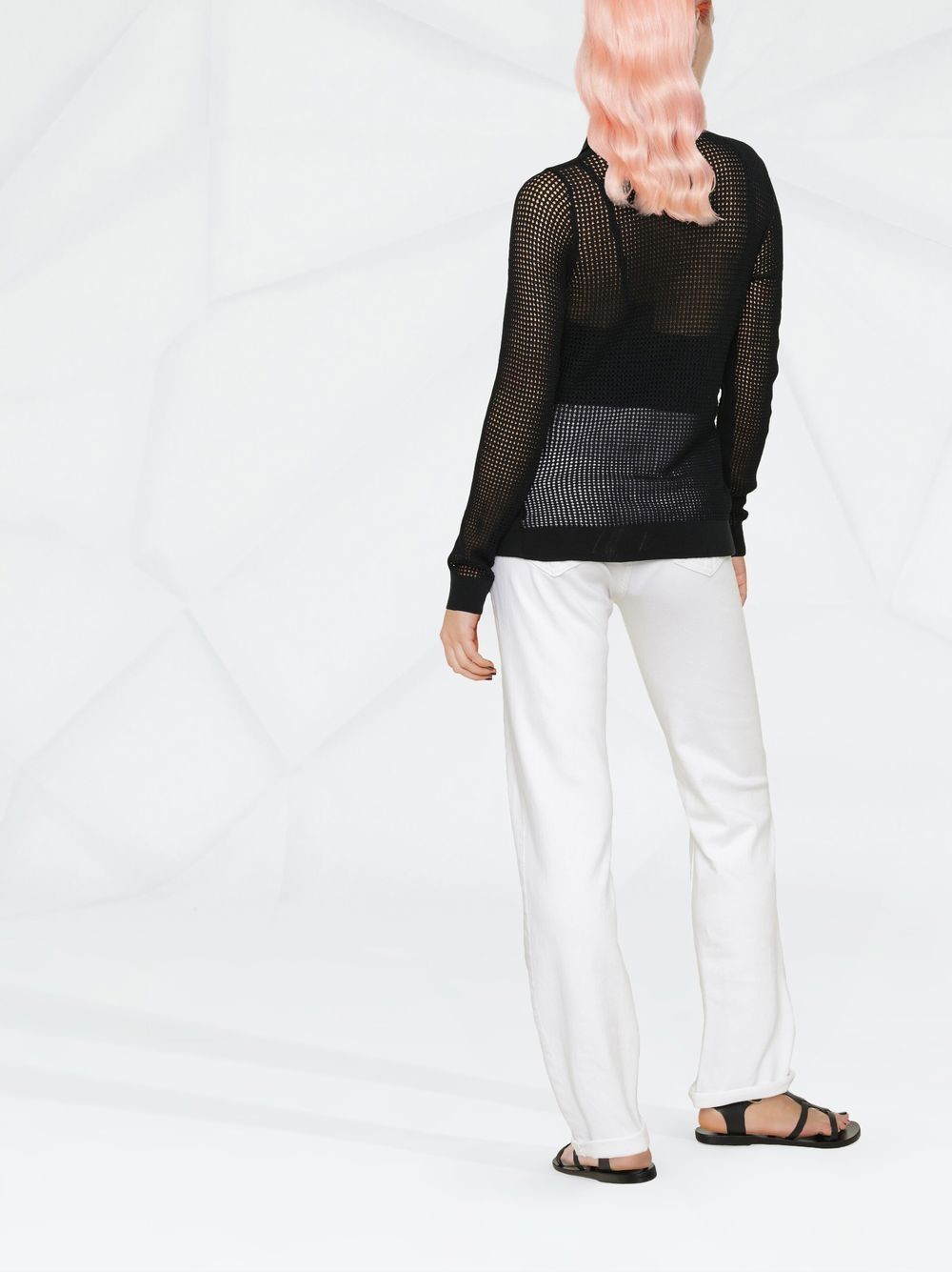 Shop Dorothee Schumacher Open-knit Cotton Cardigan In Black