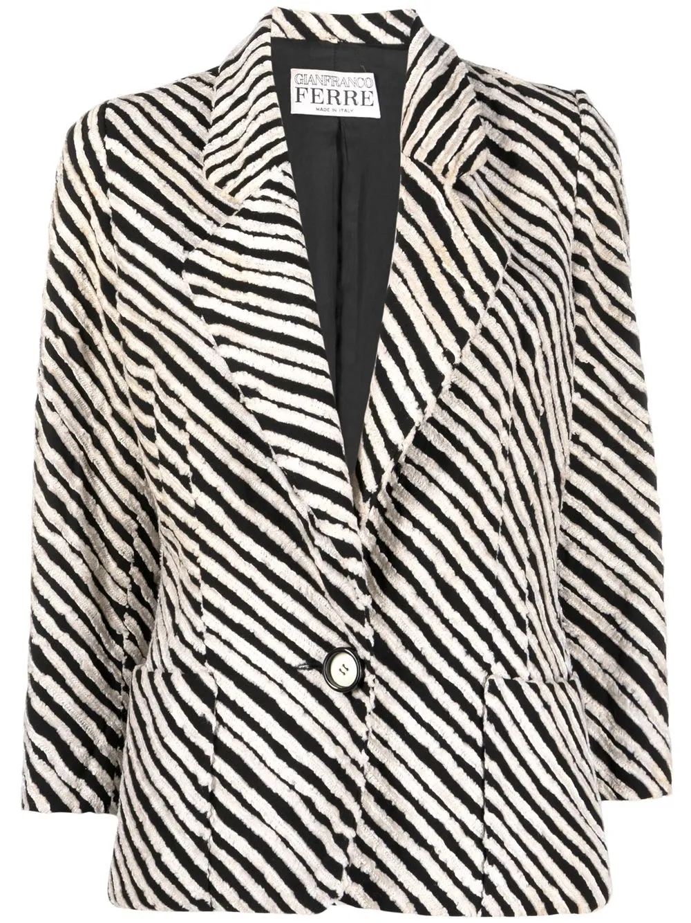 

Gianfranco Ferré Pre-Owned 1990s stripe-print wool blazer - Neutrals