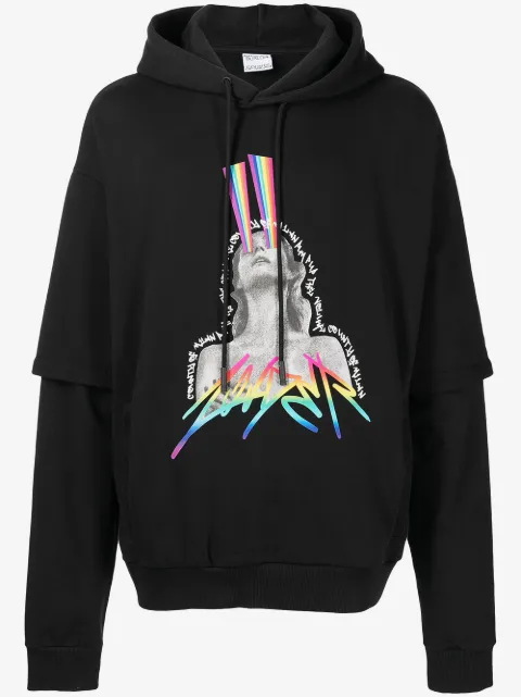 COUNTY OF MILAN graphic-print layered hoodie