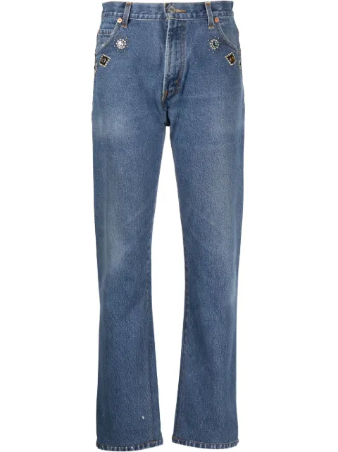 RE/DONE crystal-embellished straight-leg jeans