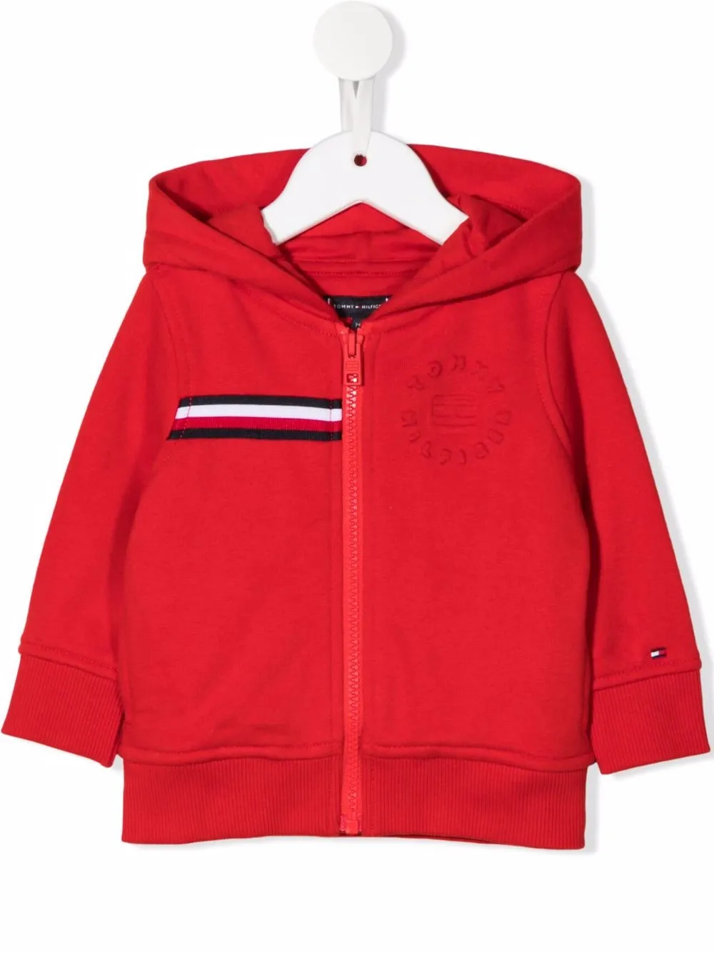 

Tommy Hilfiger Junior chamarra bomber con logo en relieve - Rojo