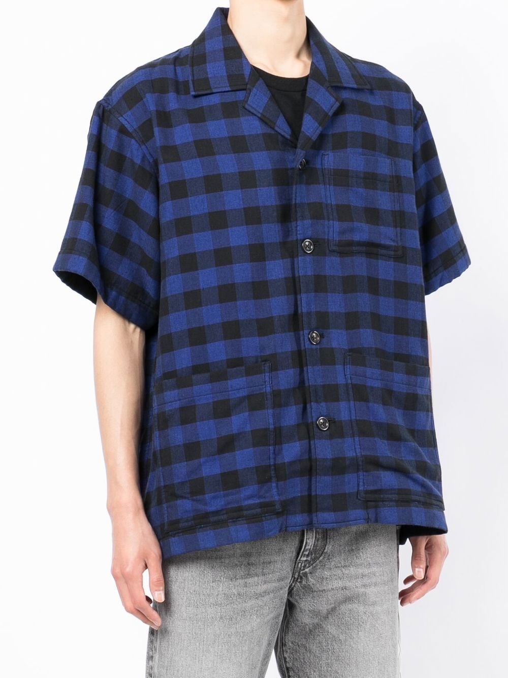 Shop Mastermind Japan Plaid-check Embroidered Shirt In Blue