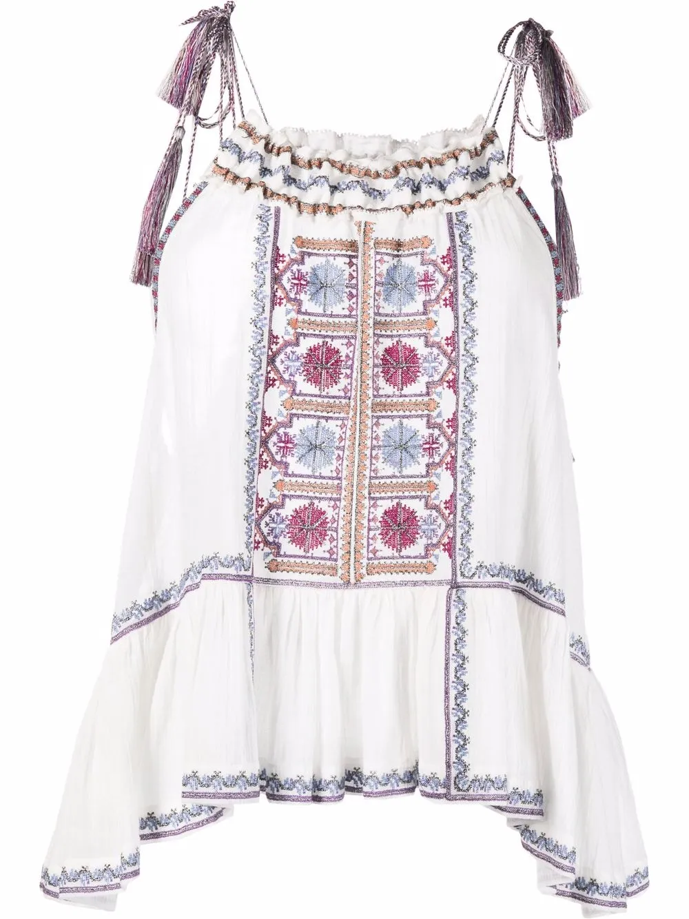 

Isabel Marant geometric-embroidered tassel blouse - White